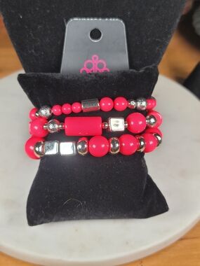 Pink Beaded Stretch Bracelet Set